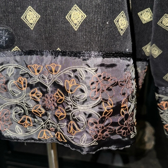 Hearts of Palms printed Corduroy Jacket with embroidered borders-size approx Lg - Picture 4 of 14